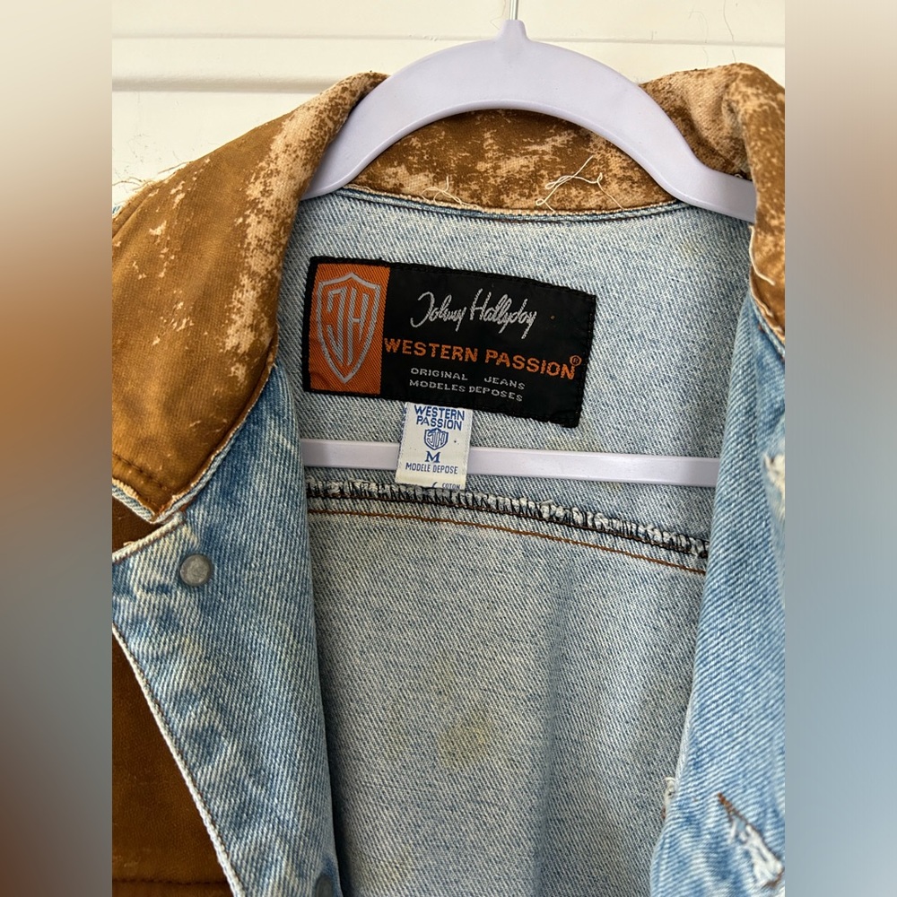 Vintage Authentic Johnny Hallyday Western Passion Denim and Suede Jacket Size M - Picture 7 of 13